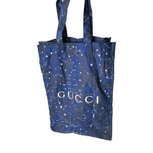 Gucci Cotton Shopping Gift Bag Navy Blue Astrological Zodiac Print